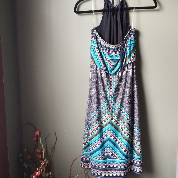 Womens Bailey Blue Sleeveless Dress with Necktie - Picture 2 of 2